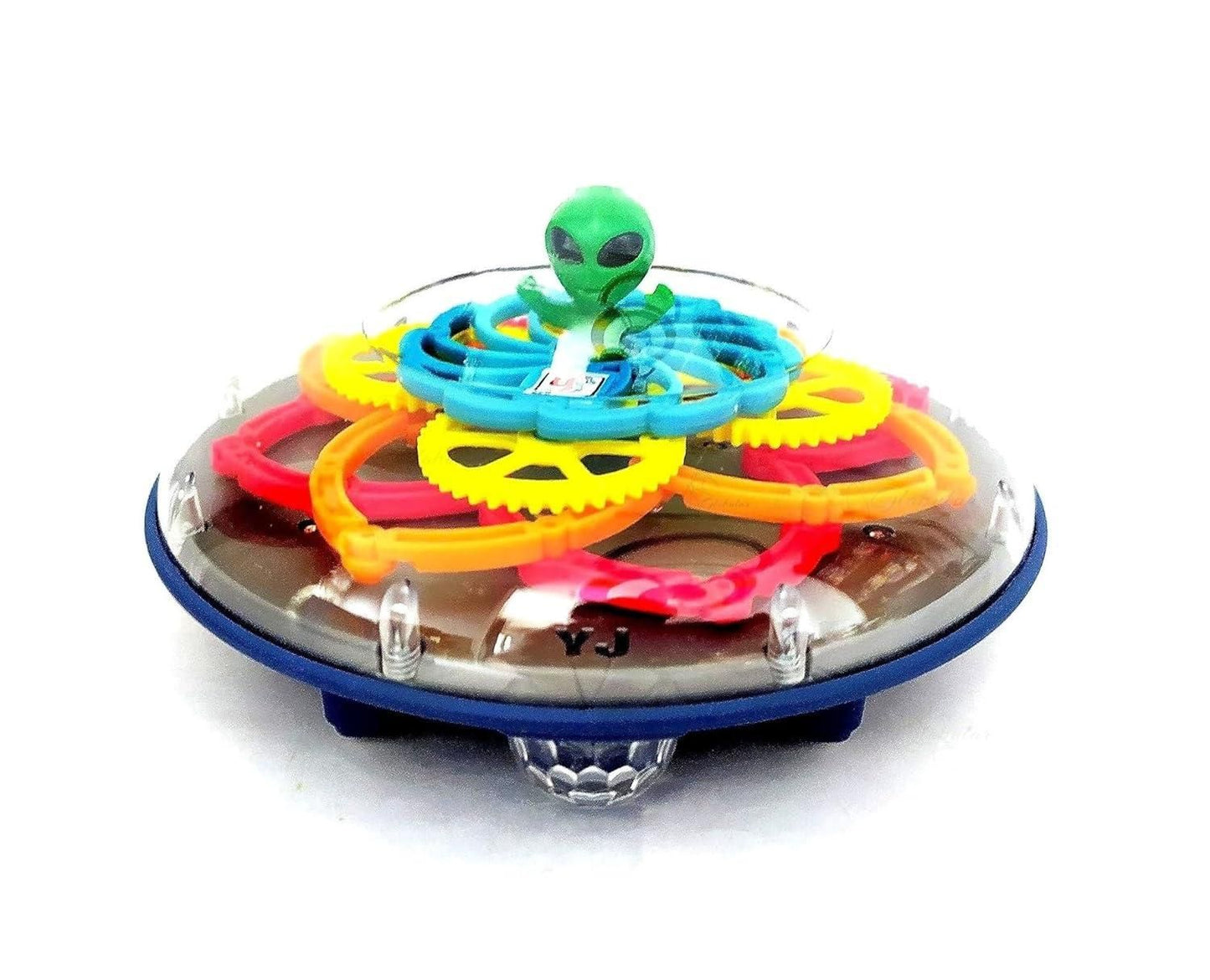 Electric Transparent Gear UFO Space Flying Saucer Toy Toddler Interaction